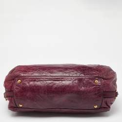 Miu Miu Purple Leather Lily Distressed Satchel