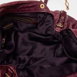 Miu Miu Purple Leather Lily Distressed Satchel