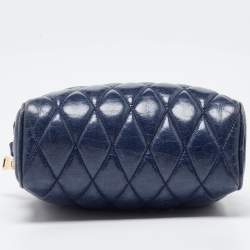 Miu Miu Blue Matelassé Leather Camera Crossbody Bag