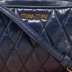 Miu Miu Blue Matelassé Leather Camera Crossbody Bag