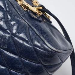 Miu Miu Blue Matelassé Leather Camera Crossbody Bag