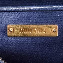 Miu Miu Blue Matelassé Leather Camera Crossbody Bag