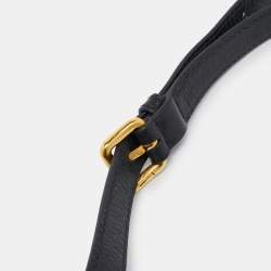 Miu Miu Black Vitello Leather Middle Zip Tote
