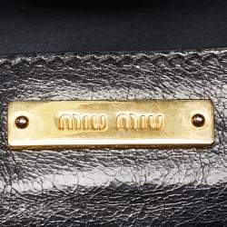 Miu Miu Black Vitello Leather Middle Zip Tote