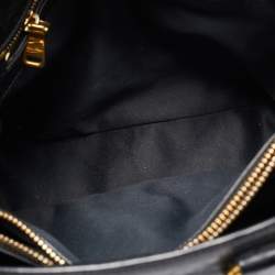 Miu Miu Black Vitello Leather Middle Zip Tote