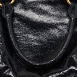 Miu Miu Black Vitello Leather Middle Zip Tote
