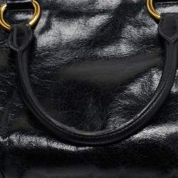 Miu Miu Black Vitello Leather Middle Zip Tote