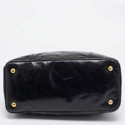 Miu Miu Black Vitello Leather Middle Zip Tote