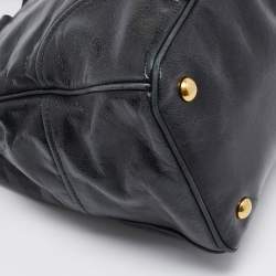 Miu Miu Black Vitello Leather Middle Zip Tote