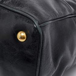 Miu Miu Black Vitello Leather Middle Zip Tote