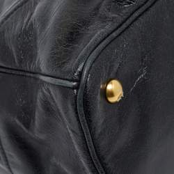 Miu Miu Black Vitello Leather Middle Zip Tote
