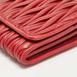 Miu Miu Red Matelasse Leather Flap Wallet On Chain