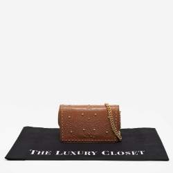 Pre Owned Miu Miu Brown Leather Studded Wallet on Chain