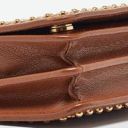 Pre Owned Miu Miu Brown Leather Studded Wallet on Chain