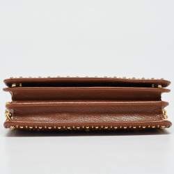 Pre Owned Miu Miu Brown Leather Studded Wallet on Chain