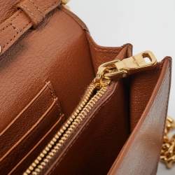 Pre Owned Miu Miu Brown Leather Studded Wallet on Chain