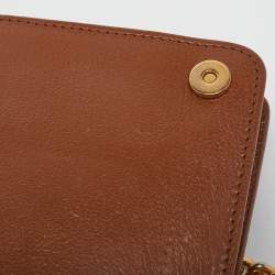 Pre Owned Miu Miu Brown Leather Studded Wallet on Chain