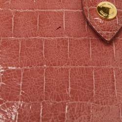 Miu Miu Peach Croc Embossed Leather Twisted Lock Wallet