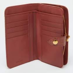 Miu Miu Peach Croc Embossed Leather Twisted Lock Wallet