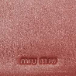 Miu Miu Peach Croc Embossed Leather Twisted Lock Wallet