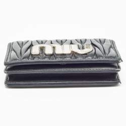 Miu Miu Black Matelasse Leather Business Card Holder