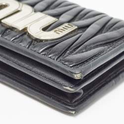 Miu Miu Black Matelasse Leather Business Card Holder