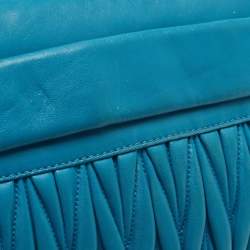 Miu Miu Blue Matelassé Leather Fold Over Zip Shoulder Bag