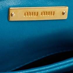 Miu Miu Blue Matelassé Leather Fold Over Zip Shoulder Bag