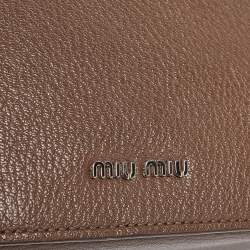 Miu Miu Beige Madras Leather Pushlock Flap Shoulder Bag
