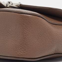 Miu Miu Beige Madras Leather Pushlock Flap Shoulder Bag