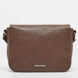 Miu Miu Beige Madras Leather Pushlock Flap Shoulder Bag