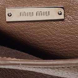 Miu Miu Beige Madras Leather Pushlock Flap Shoulder Bag