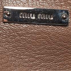 Miu Miu Beige Madras Leather Pushlock Flap Shoulder Bag