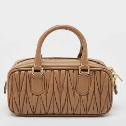 Miu Miu Brown Matelassé Leather Arcadie Satchel