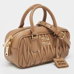 Miu Miu Brown Matelassé Leather Arcadie Satchel