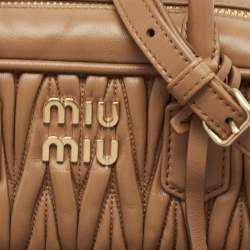 Miu Miu Brown Matelassé Leather Arcadie Satchel