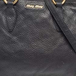 Miu Miu Black Soft Leather Double Zip Tote