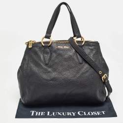 Miu Miu Black Soft Leather Double Zip Tote