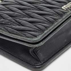 Miu Miu Black Matelassé Leather Chain Clutch Bag
