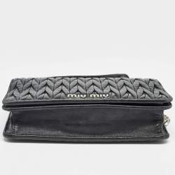Miu Miu Black Matelassé Leather Chain Clutch Bag