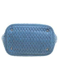 Miu Miu Light Blue Matelasse Leather Swarovski Crystal Tote