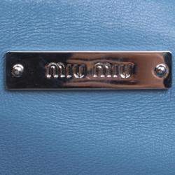 Miu Miu Light Blue Matelasse Leather Swarovski Crystal Tote