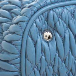 Miu Miu Light Blue Matelasse Leather Swarovski Crystal Tote