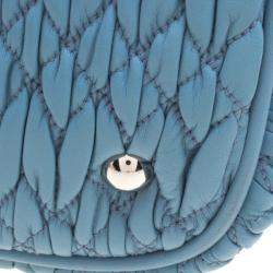 Miu Miu Light Blue Matelasse Leather Swarovski Crystal Tote