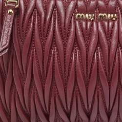 Miu Miu Burgundy Matelassé Leather Chain Clutch 