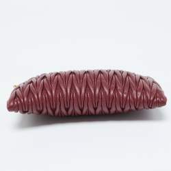 Miu Miu Burgundy Matelassé Leather Chain Clutch 