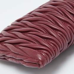 Miu Miu Burgundy Matelassé Leather Chain Clutch 
