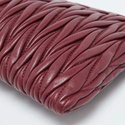 Miu Miu Burgundy Matelassé Leather Chain Clutch 