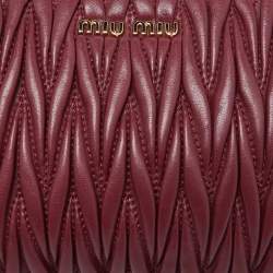 Miu Miu Burgundy Matelassé Leather Chain Clutch 