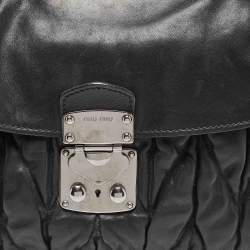 Miu Miu Black Matelassé Leather Sacca 2 Hobo